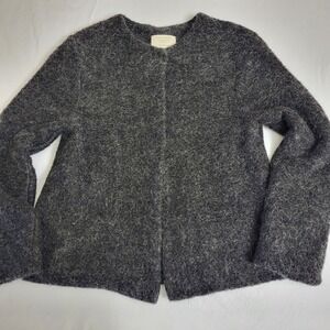 Zara Girls Gray Fuzzy Angora Blend Snap Front Cardigan Jacket Size 13/14